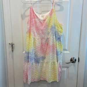 Chic Soul Sunset Tie Dye Tiered Mini Dress 2X
